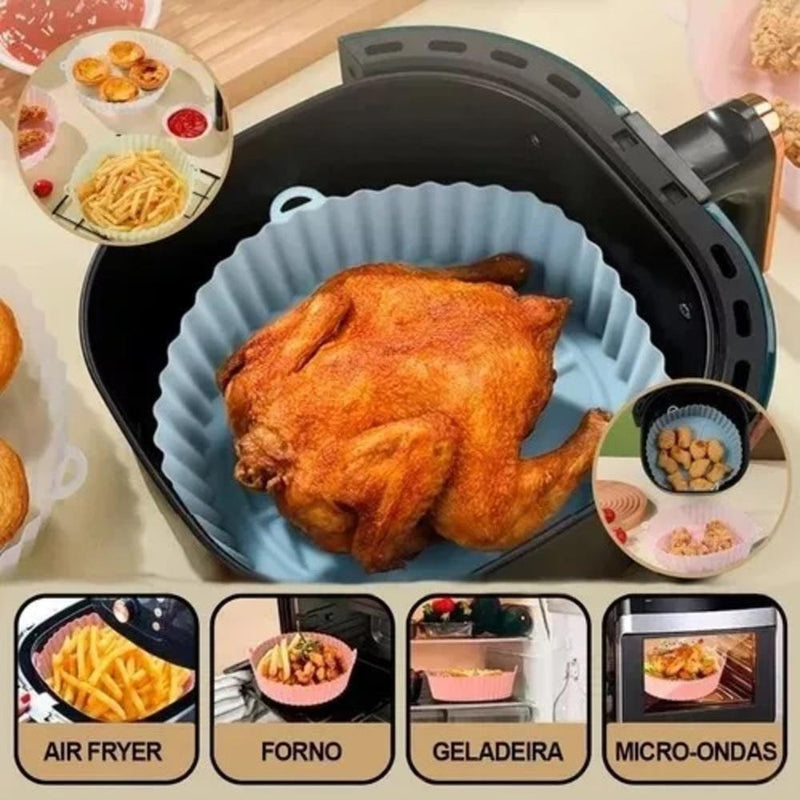 Forma Reutilizável de Silicone Antiaderente para Air Fryer